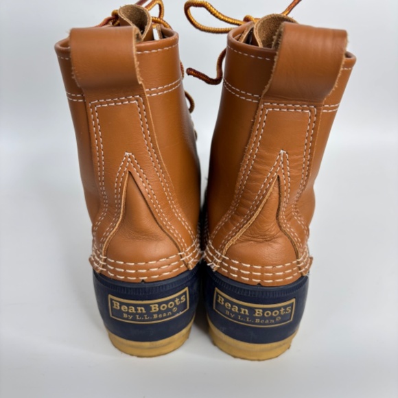 VTG LL Bean Boots Womens 8 "D M" Brown Leather Duck Boots Made in Maine 90s/00s - Picture 4 of 8